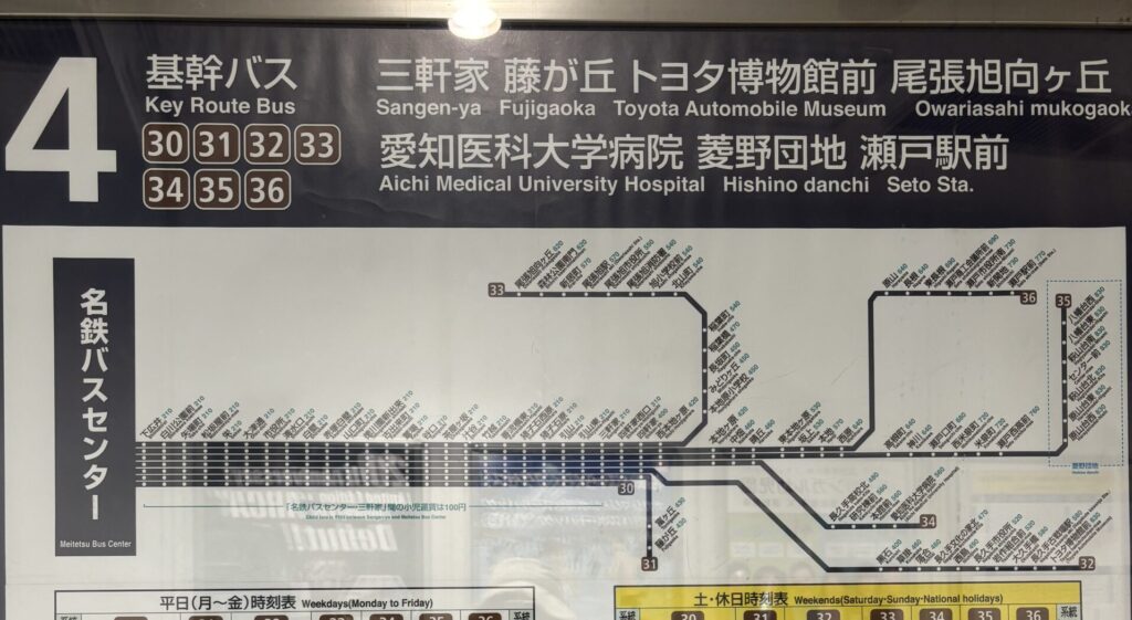 名鉄バスのバンテリンドームへ行くバス乗り場