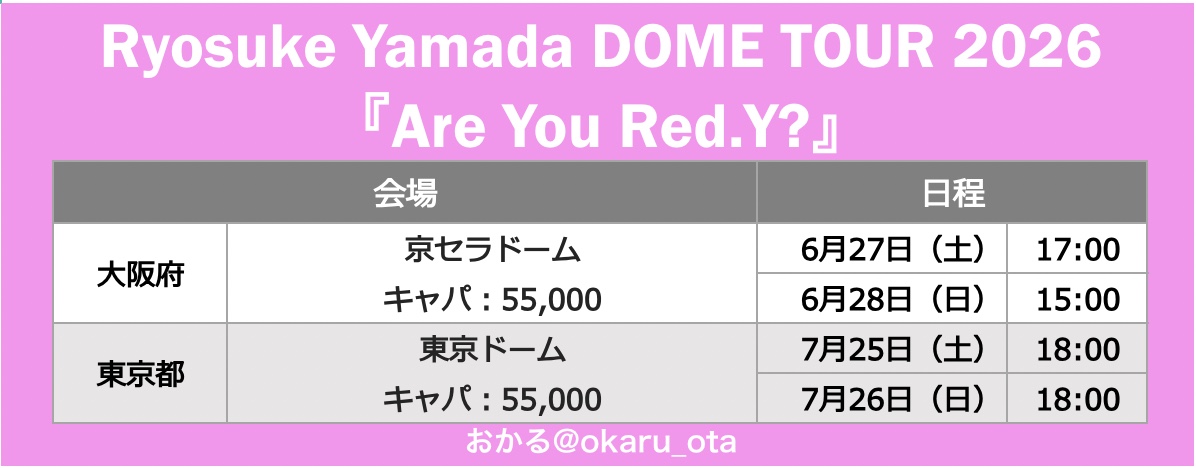 山田涼介　ツアー日程