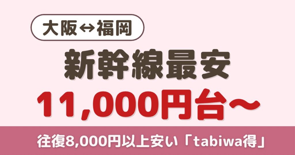 大阪・博多の新幹線ならtabiwa得が安い